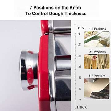 Shule Pasta Maker Machine Stainless Steel Adjustable Pasta Roller and Cutter for Tagliattelle Linguine Lasagna Noodles, Classic Red