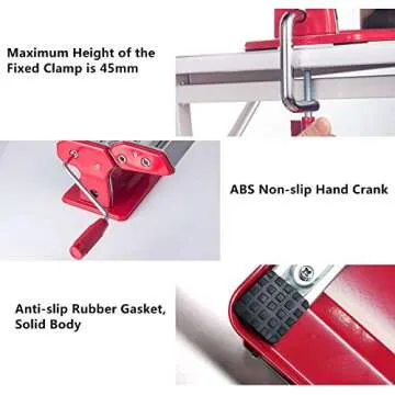 Shule Pasta Maker Machine Stainless Steel Adjustable Pasta Roller and Cutter for Tagliattelle Linguine Lasagna Noodles, Classic Red