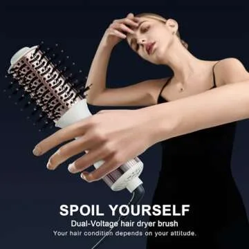 Travel Dual Voltage Hair Dryer Brush - 4-IN-1 Styling Tool