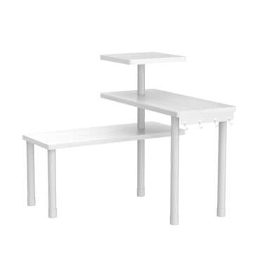 JayRex Bathroom Organizer Countertop Corner Shelf, 3 Tier Moveable Organizer for Make Up, Dresser Table, Desktop (White)