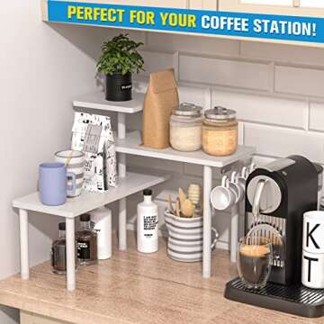 JayRex Bathroom Organizer Countertop Corner Shelf, 3 Tier Moveable Organizer for Make Up, Dresser Table, Desktop (White)