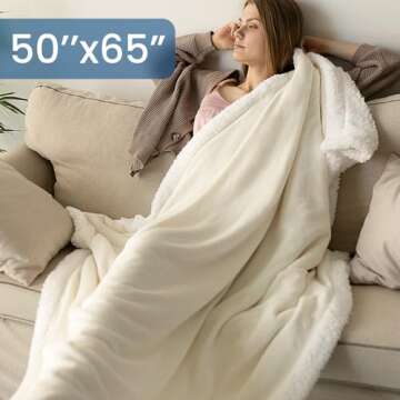 Everlasting Comfort Furry Sherpa Throw Blanket - Soft, Fluffy, Fuzzy, Plush, Thick, Minky Throws