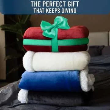 Everlasting Comfort Furry Sherpa Throw Blanket - Soft, Fluffy, Fuzzy, Plush, Thick, Minky Throws