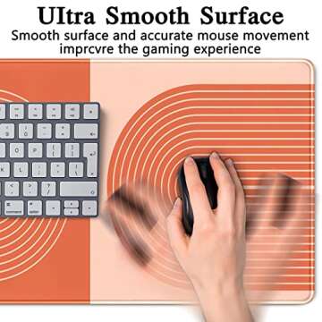 Two Toned Boho Desk Mat XXL Mouse Pad Large Boho Aesthetic Office Decor Desk Accessories for Women Girl Full Desk Mousepad XL Laptop Keyboard Mouse Mat Desk Pad Orange 31.5''X15.7''