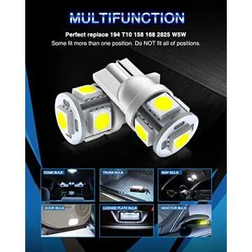Marsauto 194 LED Bulb Pack - Bright 6000K White Light