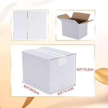 Calenzana 8x6x6 Shipping Boxes Set of 40, White Corrugated Cardboard Box for Mailing Packing Gifts S...
