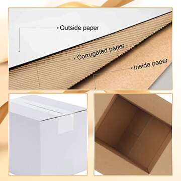 Calenzana 8x6x6 Shipping Boxes Set of 40, White Corrugated Cardboard Box for Mailing Packing Gifts Small Business