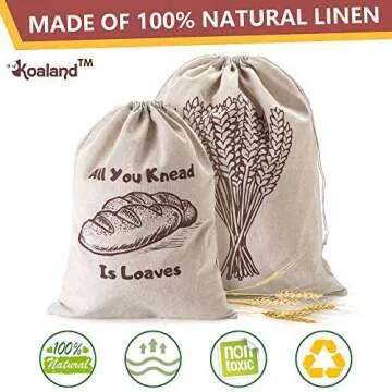 Reusable Linen Bread Bags - Pack of 4 for Fresh Storage