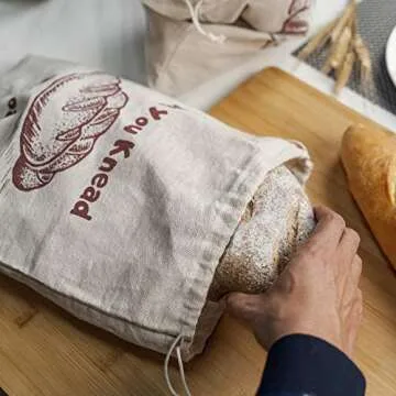 Reusable Linen Bread Bags - Pack of 4 for Fresh Storage