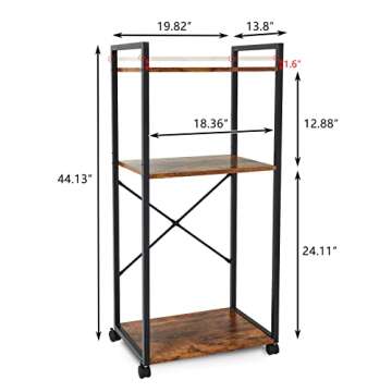 Argatin Kitchen Island - Stylish 3-Shelf Shelf Rack