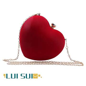 LUI SUI Women Heart Purse Wedding Party Evening Bag Cute Heart Shaped Clutch Small Cocktail Prom Tot...