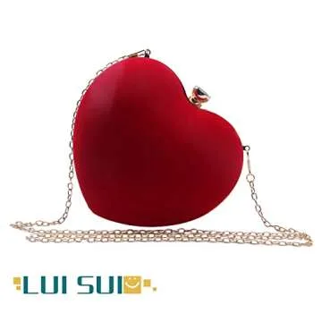 LUI SUI Women Heart Purse Wedding Party Evening Bag Cute Heart Shaped Clutch Small Cocktail Prom Tot...