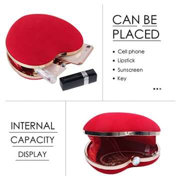 LUI SUI Women Heart Purse Wedding Party Evening Bag Cute Heart Shaped Clutch Small Cocktail Prom Tote Handbag