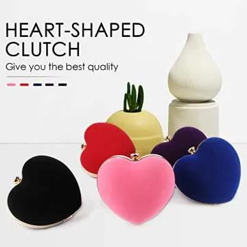 LUI SUI Women Heart Purse Wedding Party Evening Bag Cute Heart Shaped Clutch Small Cocktail Prom Tote Handbag
