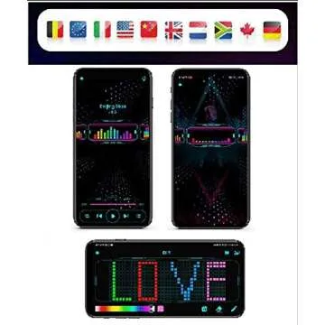 Changeable Customizable Bluetooth Luminous LED Glasses Futuristic Shield Cyberpunk LED Visor for Gimmick, Birthday, Club, Costumes, Raves, Festivals, Parties, Flashing Edit Messages, Animation (Black)