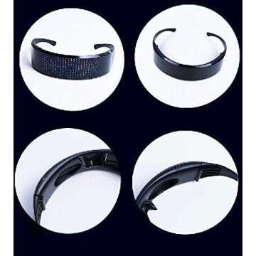 Changeable Customizable Bluetooth Luminous LED Glasses Futuristic Shield Cyberpunk LED Visor for Gimmick, Birthday, Club, Costumes, Raves, Festivals, Parties, Flashing Edit Messages, Animation (Black)