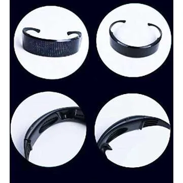 Changeable Customizable Bluetooth Luminous LED Glasses Futuristic Shield Cyberpunk LED Visor for Gimmick, Birthday, Club, Costumes, Raves, Festivals, Parties, Flashing Edit Messages, Animation (Black)