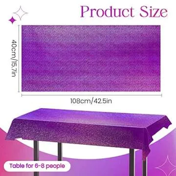 Just Shimmer 2 pcs Purple Holographic Plastic Tablecloths Laser Table Covers 40" x 108" Foil Disposa...