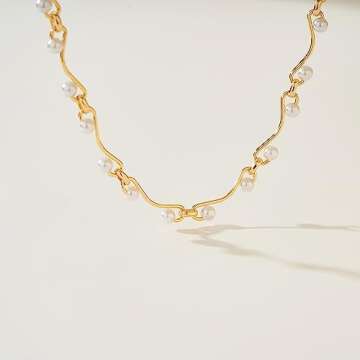 Fettero Choker Chain Necklace for Women 14K Gold Plated Dainty Choker Necklace Minimalist Thin Gold Chain Necklace Simple Twisted Chain Paperclip Necklace for Everyday Jewelry -Circle Link