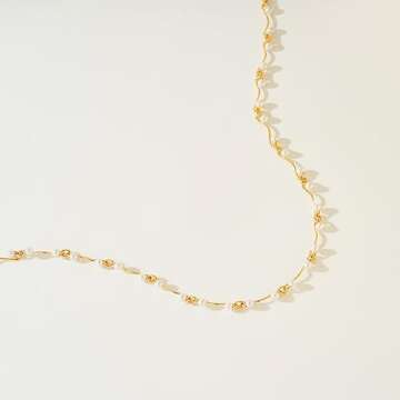 Fettero Choker Chain Necklace for Women 14K Gold Plated Dainty Choker Necklace Minimalist Thin Gold Chain Necklace Simple Twisted Chain Paperclip Necklace for Everyday Jewelry -Circle Link