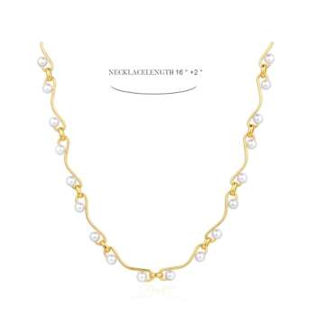 Fettero Choker Chain Necklace for Women 14K Gold Plated Dainty Choker Necklace Minimalist Thin Gold Chain Necklace Simple Twisted Chain Paperclip Necklace for Everyday Jewelry -Circle Link