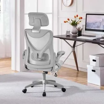Yaheetech Ergonomic Mesh Office Chair, High Back Desk Chair with with flip-up Armrests, Adjustable P...