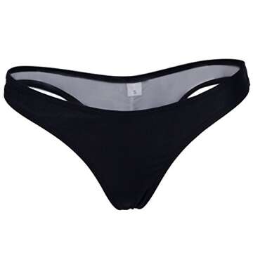 Women Sexy Lady Brazilian V-Style Ruched Ruffle Cheeky Bikini Bottom Thong Hot Summer Beachwear Black