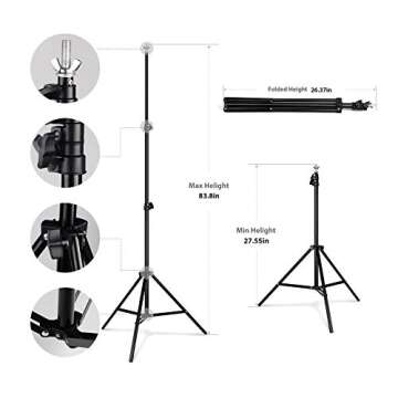 PHOPIK Photo Studio Backdrop Stand, 10ft Adjustable Photo Background Holder, Back Drop Banner Stand Support System Kit for Portrait & Studio Photography, Birthday Party