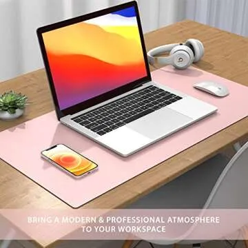 AFRITEE Desk Pad Desk Protector Mat - Dual Side PU Leather Desk Mat Large Mouse Pad, Writing Mat Waterproof Desk Cover Organizers Office Home Table Gaming Decor （Rose Pink/Silver, 23.6" x 13.8"