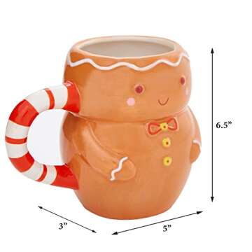 RALME Gingerbread Man Christmas Mug for Kids or Adults - Large Ceramic Coffee or Hot Cocoa Mug, 16 oz.
