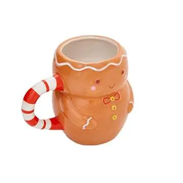 RALME Gingerbread Man Christmas Mug for Kids or Adults - Large Ceramic Coffee or Hot Cocoa Mug, 16 oz.