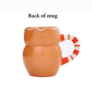 RALME Gingerbread Man Christmas Mug for Kids or Adults - Large Ceramic Coffee or Hot Cocoa Mug, 16 oz.