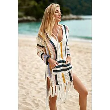 Jeasona Swimsuit Cover Ups for Women Beach Bathing Suit Bikini Crochet Dress