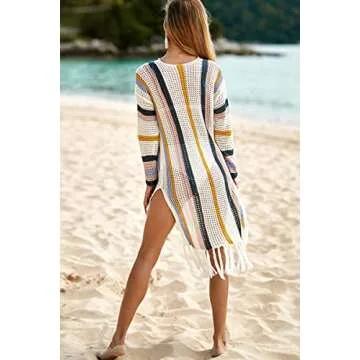 Jeasona Swimsuit Cover Ups for Women Beach Bathing Suit Bikini Crochet Dress