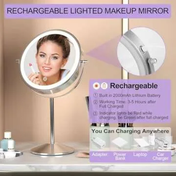 LOVESPEJO Lighted Makeup Mirror with 1x/10x Magnification