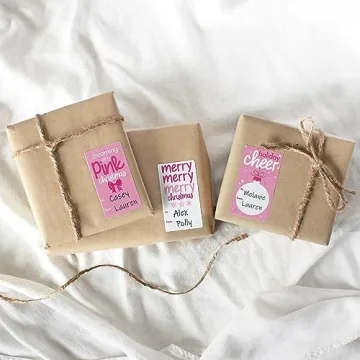 Pink Christmas Gift Tags - 75 Self-Adhesive Holiday Labels