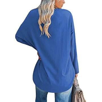 Fisoew Women's Long Sleeve Oversized T Shirts Loose Casual Crewneck Tunic Tops Soft Blouse