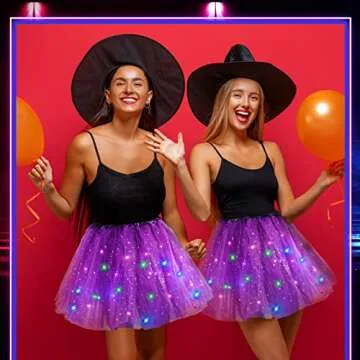 2 Pack LED Tutu Skirt Layered Tutus for Women Light up 80's Tulle Tutu Skirt Party Carnival Costume(Purple)