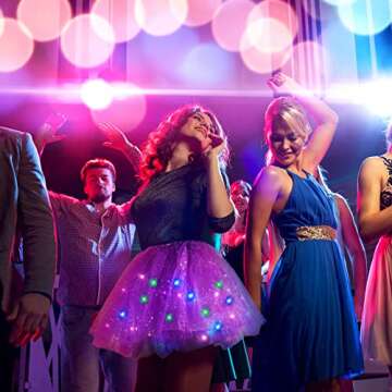 2 Pack LED Tutu Skirt Layered Tutus for Women Light up 80's Tulle Tutu Skirt Party Carnival Costume(Purple)