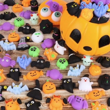 SUNPROUND 24 PCS Halloween Mochi Squishy Toys - Mini Fidget Bulk for Kids, Halloween Treat Goody Bag...