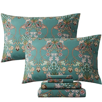 FADFAY King Size Floral Sheets Luxury Cotton Bedding Set