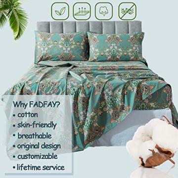 FADFAY King Size Floral Sheets Luxury Cotton Bedding Set