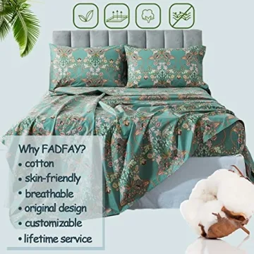 FADFAY King Size Floral Sheets Luxury Cotton Bedding Set