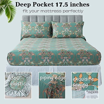 FADFAY King Size Floral Sheets Luxury Cotton Bedding Set
