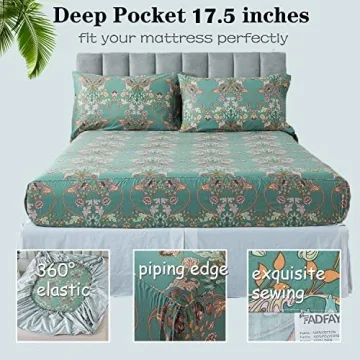 FADFAY King Size Floral Sheets Luxury Cotton Bedding Set
