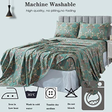 FADFAY King Size Floral Sheets Luxury Cotton Bedding Set