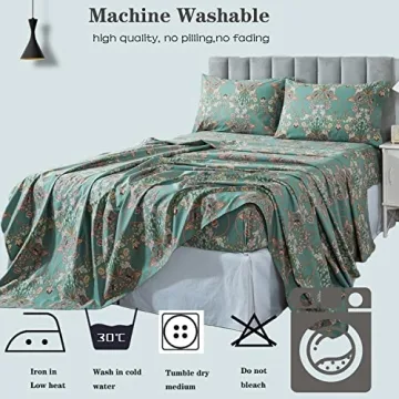 FADFAY King Size Floral Sheets Luxury Cotton Bedding Set