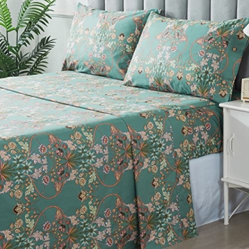 FADFAY King Size Floral Sheets Luxury Cotton Bedding Set