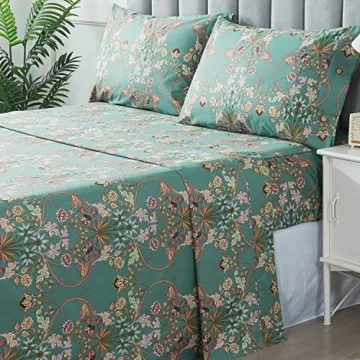 FADFAY King Size Floral Sheets Luxury Cotton Bedding Set