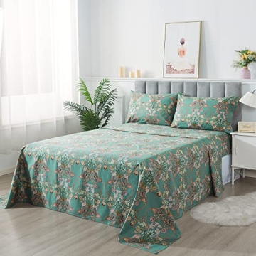 FADFAY King Size Floral Sheets Luxury Cotton Bedding Set